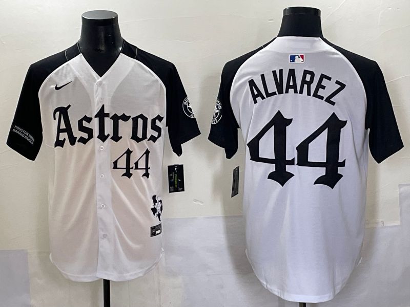 Men 2025 Houston Astros #44 Alvarez White Black Five generations Joint Name Nike MLB Jersey style 7->houston astros->MLB Jersey